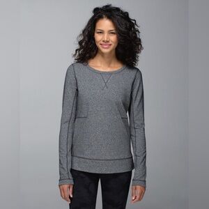 Lululemon Exhalation Pullover II Heathered Speckled Black Sweatshirt Size 2